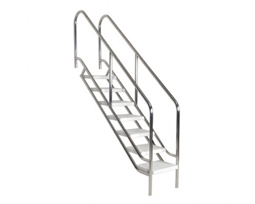 Лестница  для людей с ограниченными возможностями, 4 ступеней из пластика, поручни AISI-316