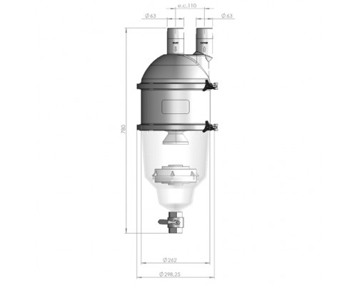 Фильтр  Hydrospin 30 м3/ч, крепления к полу